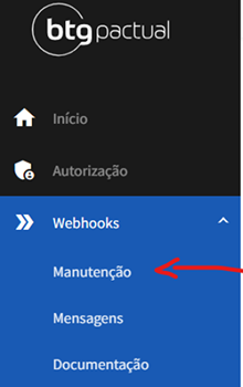 Menu Webhooks e Manutenção